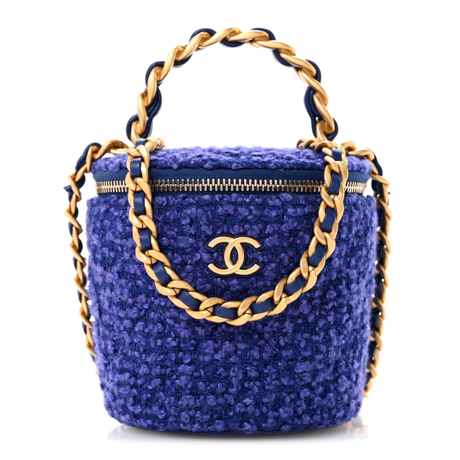 Chanel Tweed Quilted Afternoon Tea Top Handle Vanity Case With