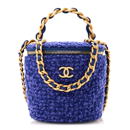 Chanel Tweed Quilted Afternoon Tea Top Handle Vanity Case With Chain Purple 1 of 11