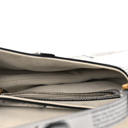Christian Dior Calfskin Newspaper Printed Saddle Bag With Strap Black White 5 of 11