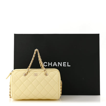 Chanel Caviar Quilted Barrel Clutch With Chain Light Yellow 11 of 11