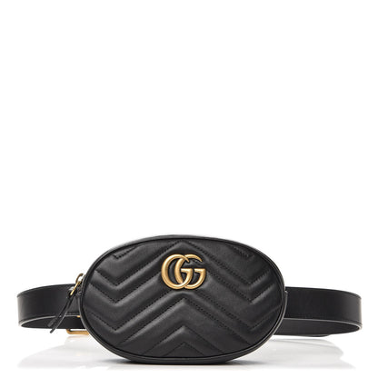 Gucci Calfskin Matelasse GG Marmont Belt Bag 95 38 Black 1 of 8