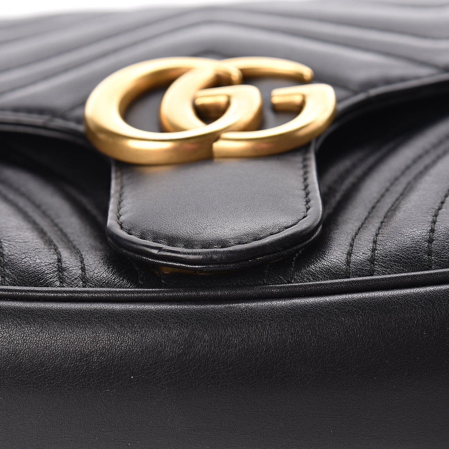 Gucci Calfskin Matelasse Small GG Marmont Shoulder Bag Black 10 of 13