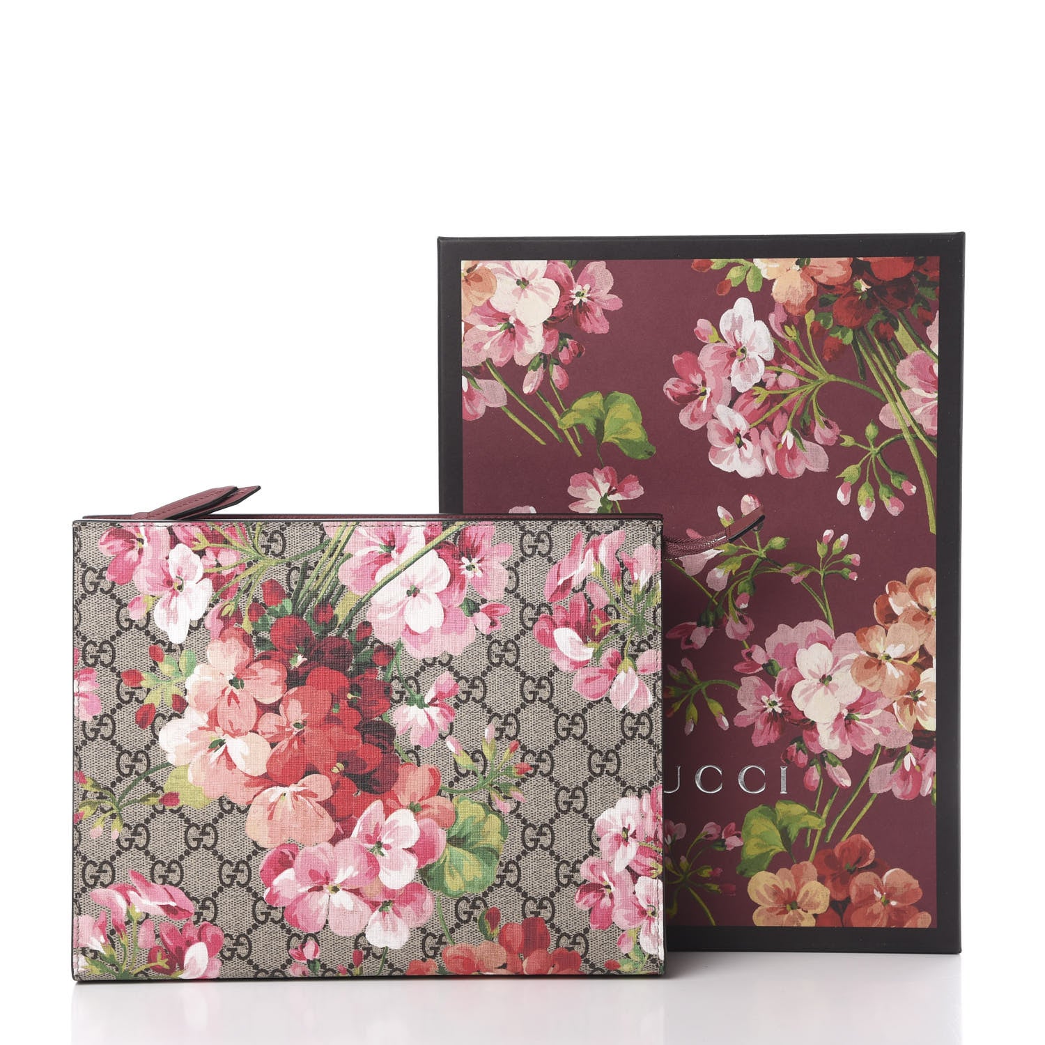 Gucci GG Supreme Monogram Blooms Large Cosmetic Case Beige Multicolor Dry Rose 8 of 8