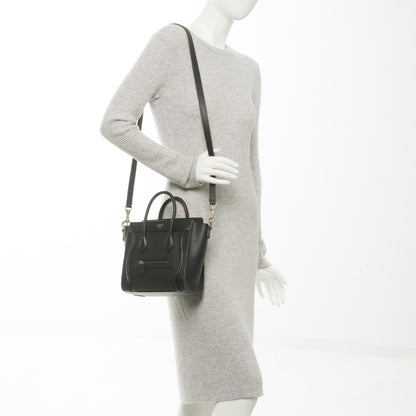 Celine Drummed Calfskin Nano Luggage Black 2 of 12