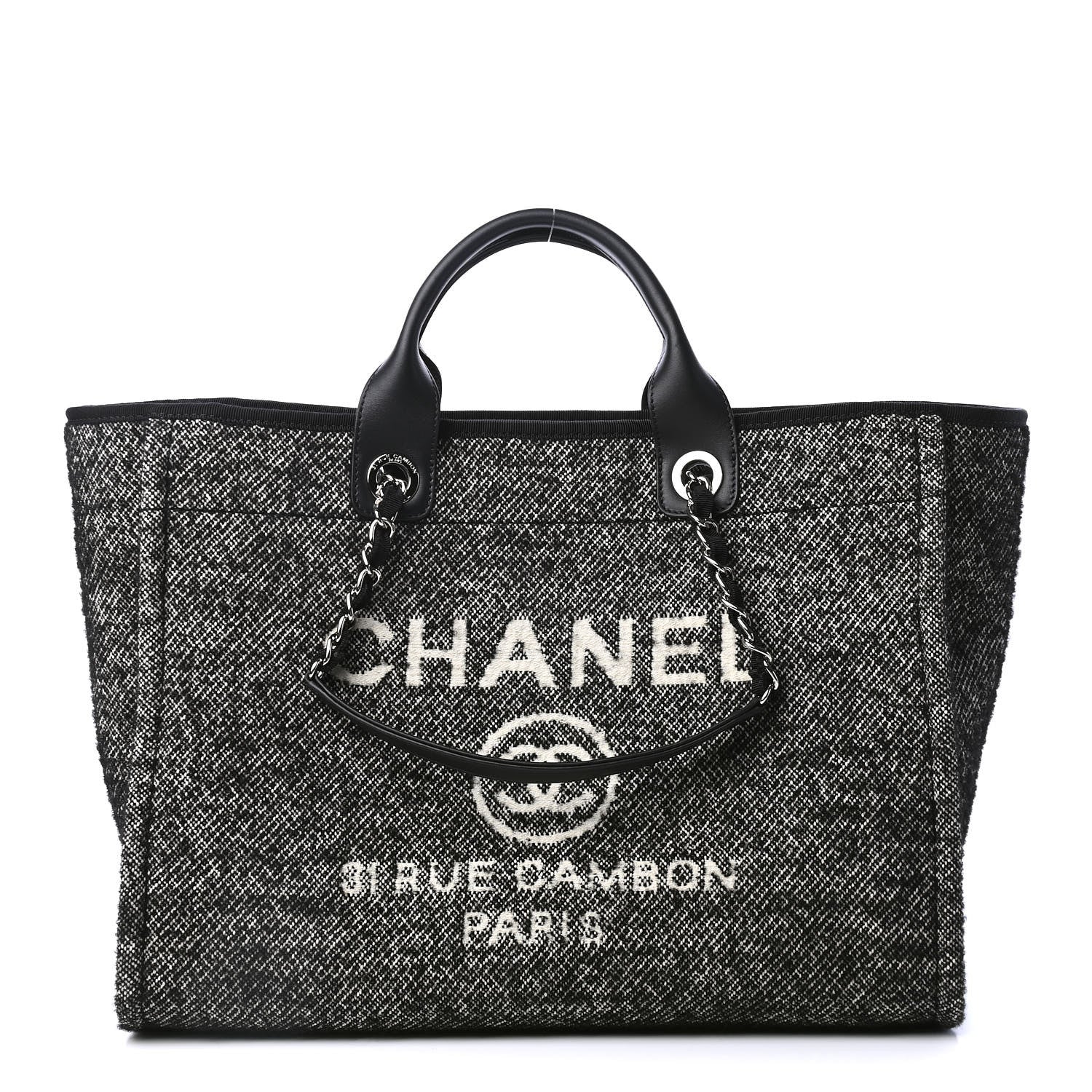 Chanel Mixed Fibers Calfskin Medium Deauville Tote Black 1 of 4
