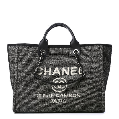 Chanel Mixed Fibers Calfskin Medium Deauville Tote Black 1 of 4