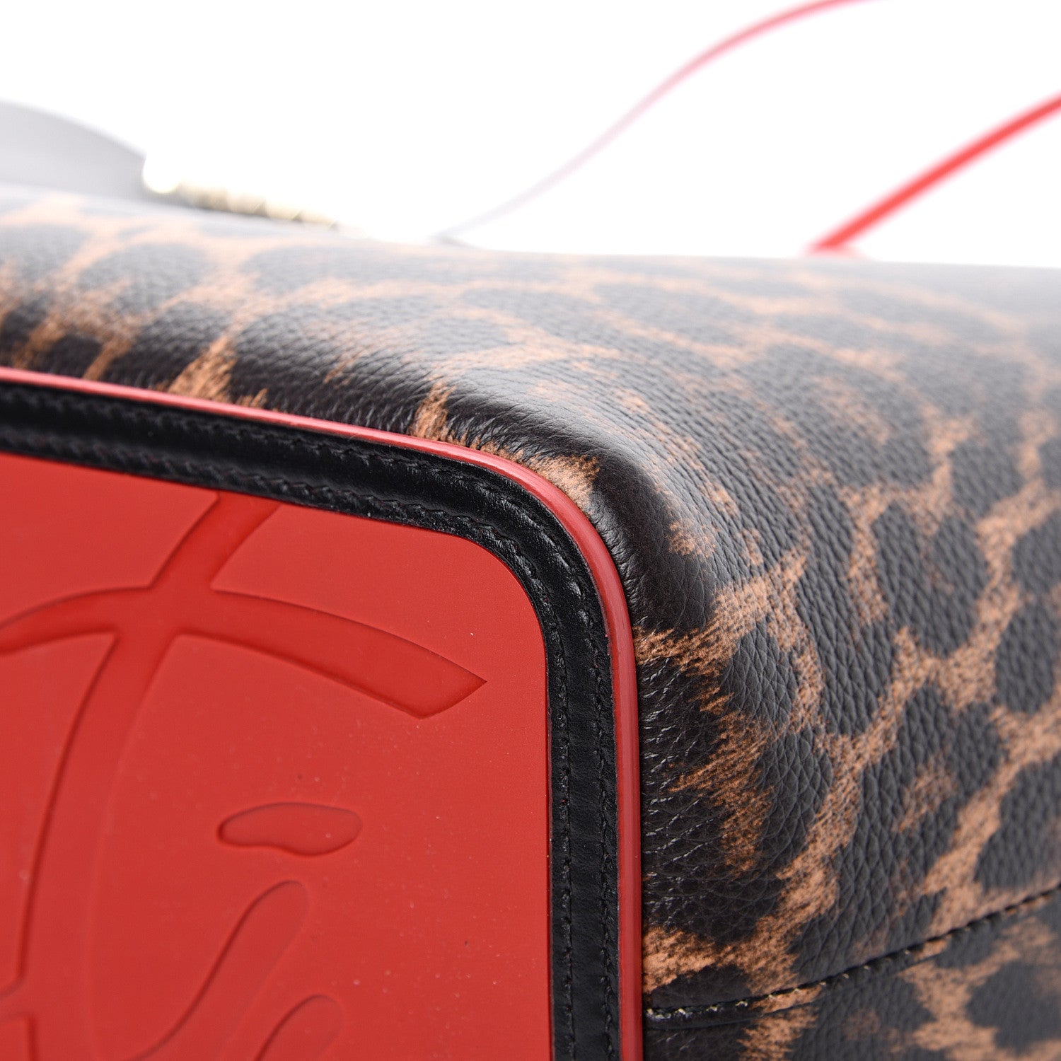 Christian Louboutin Calfskin Degrade Leopard Print Spikes East West Cabata Tote Black Multi 10 of 13