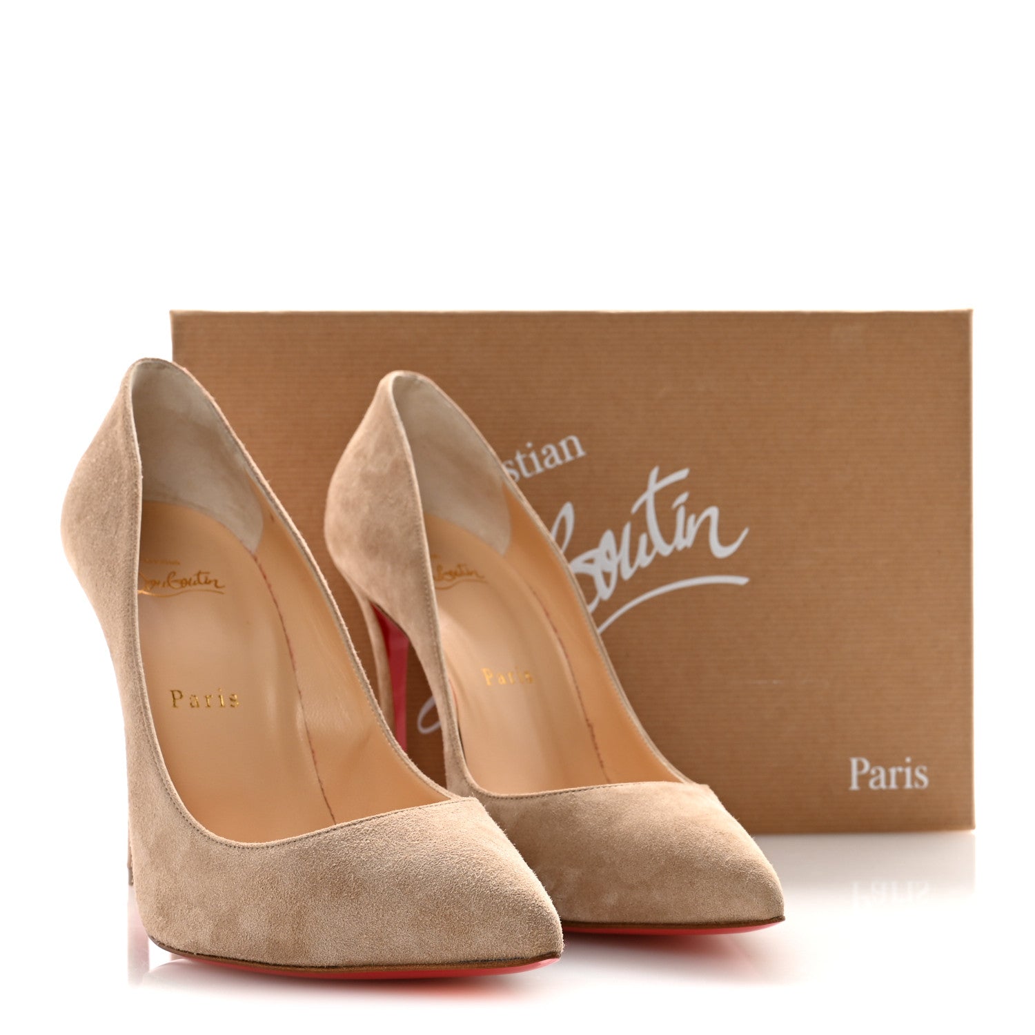 Christian Louboutin Veau Velours Pigalle Follies 100 Pumps 38 Nocciola 8 of 8