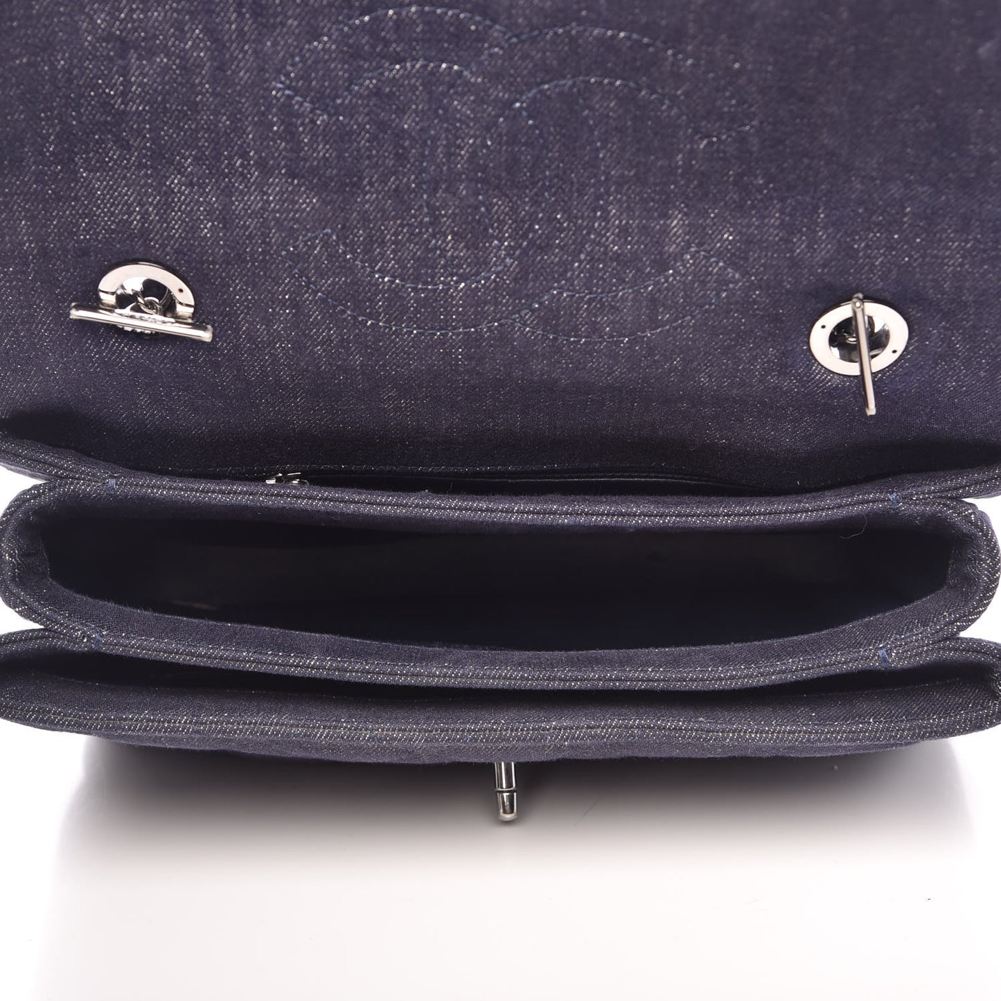 Denim Quilted Medium Trendy CC Flap Dual Handle Bag