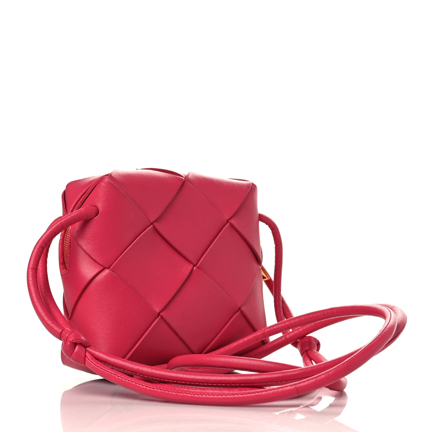 Lambskin Maxi Intrecciato Mini Cassette Camera Bag Cranberry