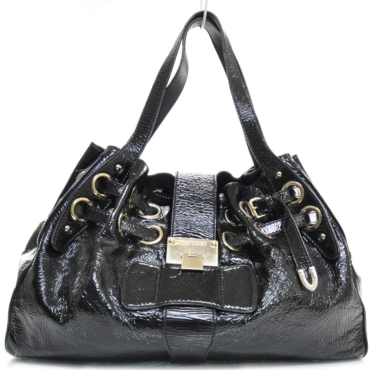 Crushed Patent Leather Ramona Tote Black