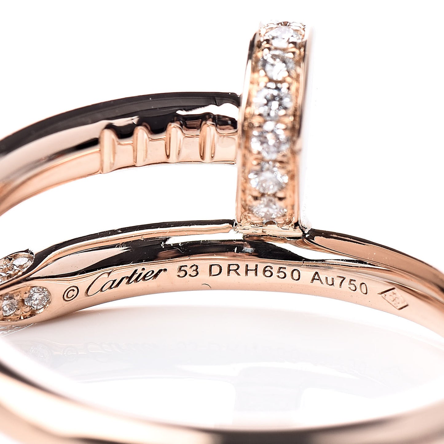 18K Pink Gold Diamond Juste Un Clou Ring 53 6.25
