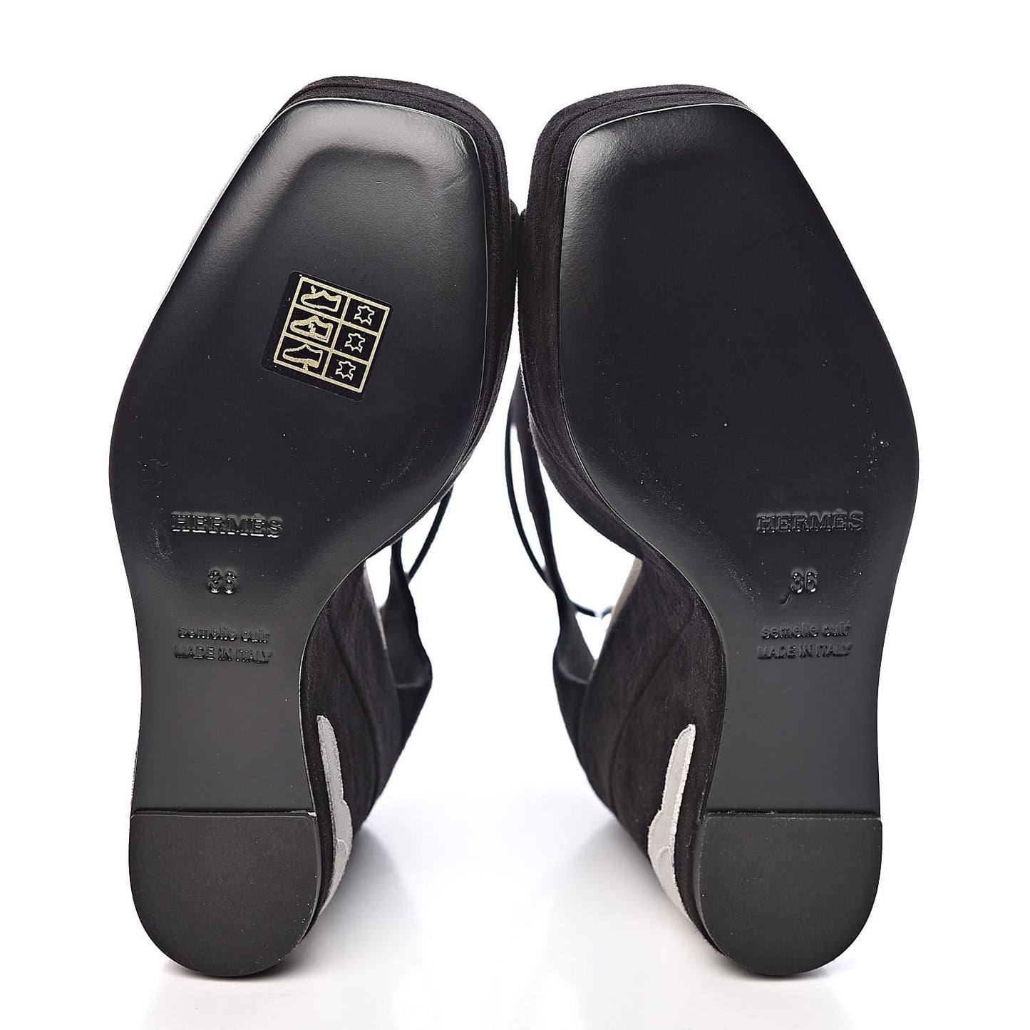 Suede Goatskin Tournis Wedge Sandals 36 Black