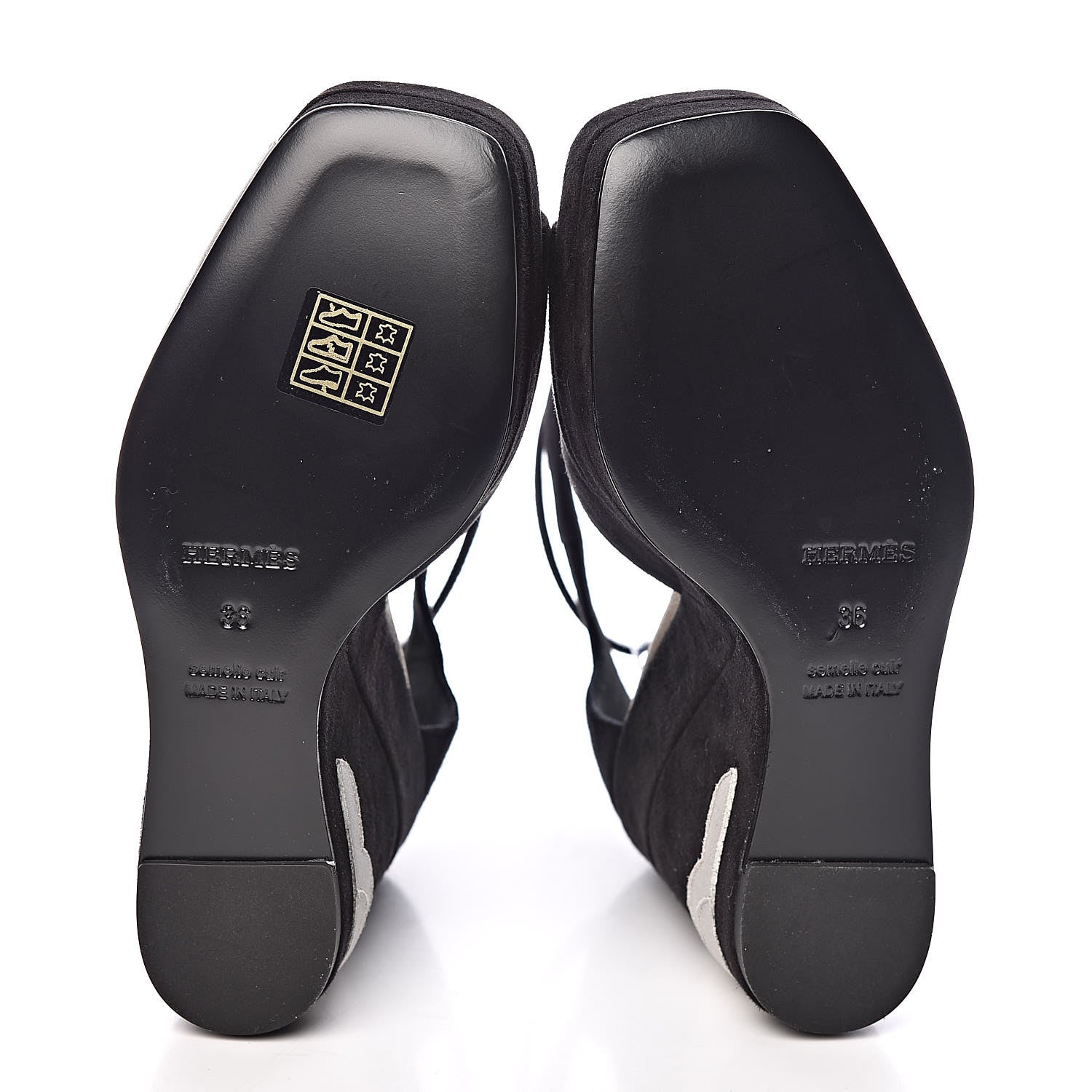 Hermes Suede Goatskin Tournis Wedge Sandals 36 Black 5 of 9