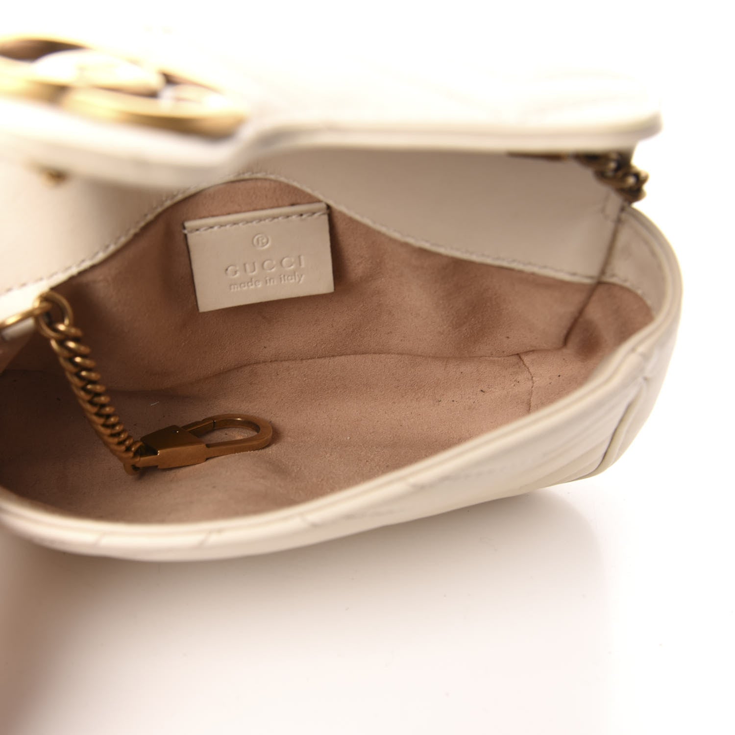 Gucci Calfskin Matelasse Super Mini GG Marmont Shoulder Bag White 5 of 13