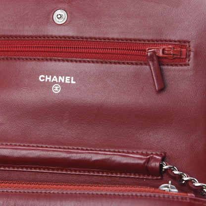 Chanel Lambskin Quilted Wallet On Chain WOC Red 13 of 15