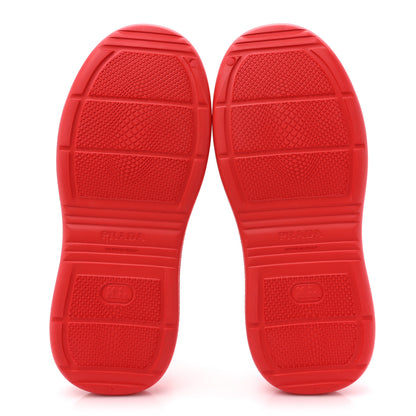 Prada Soft Mellow Rubber Embossed Mens Triangle Logo Mules 41 Rosso 6 of 10