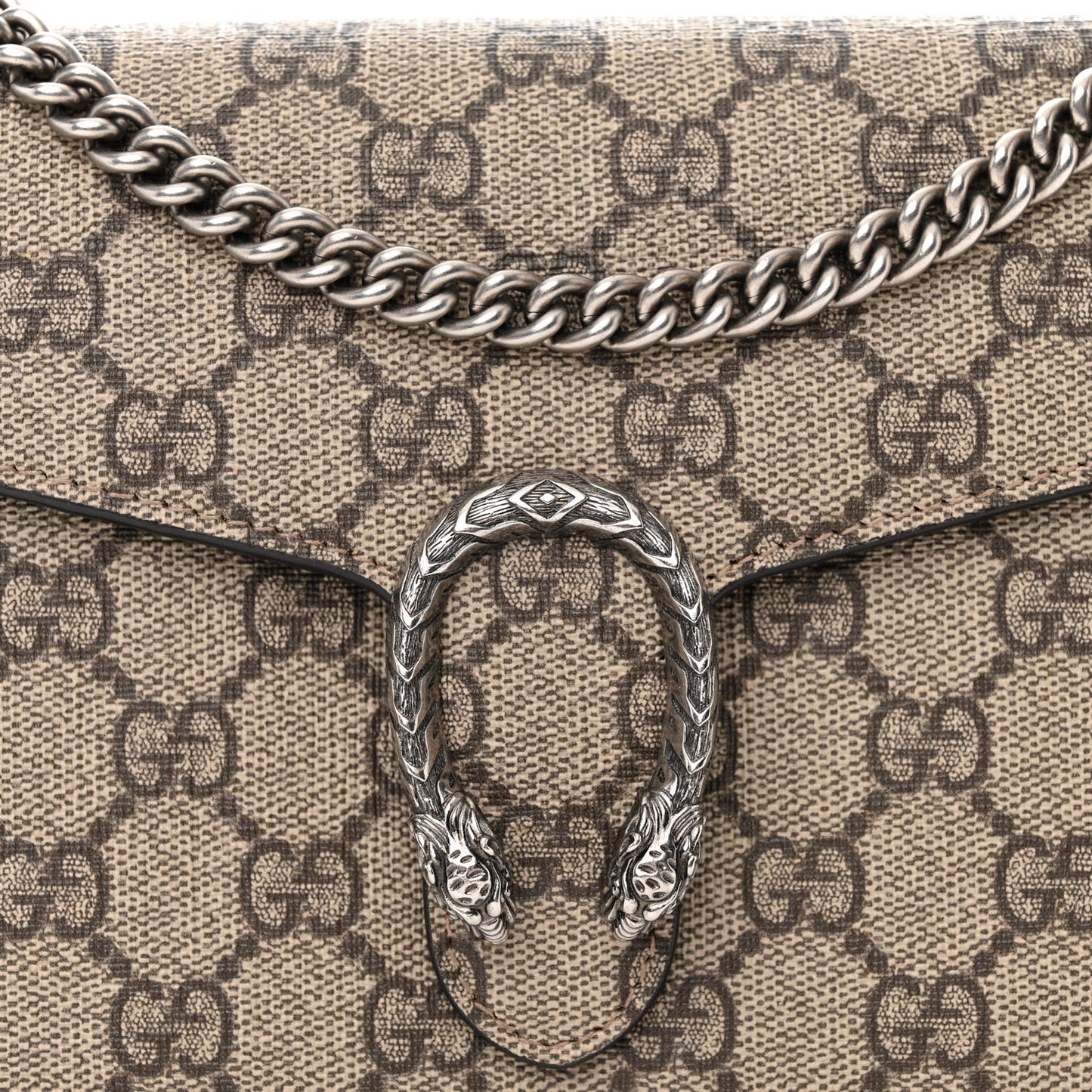 GG Supreme Monogram Mini Dionysus Chain Wallet Beige Taupe