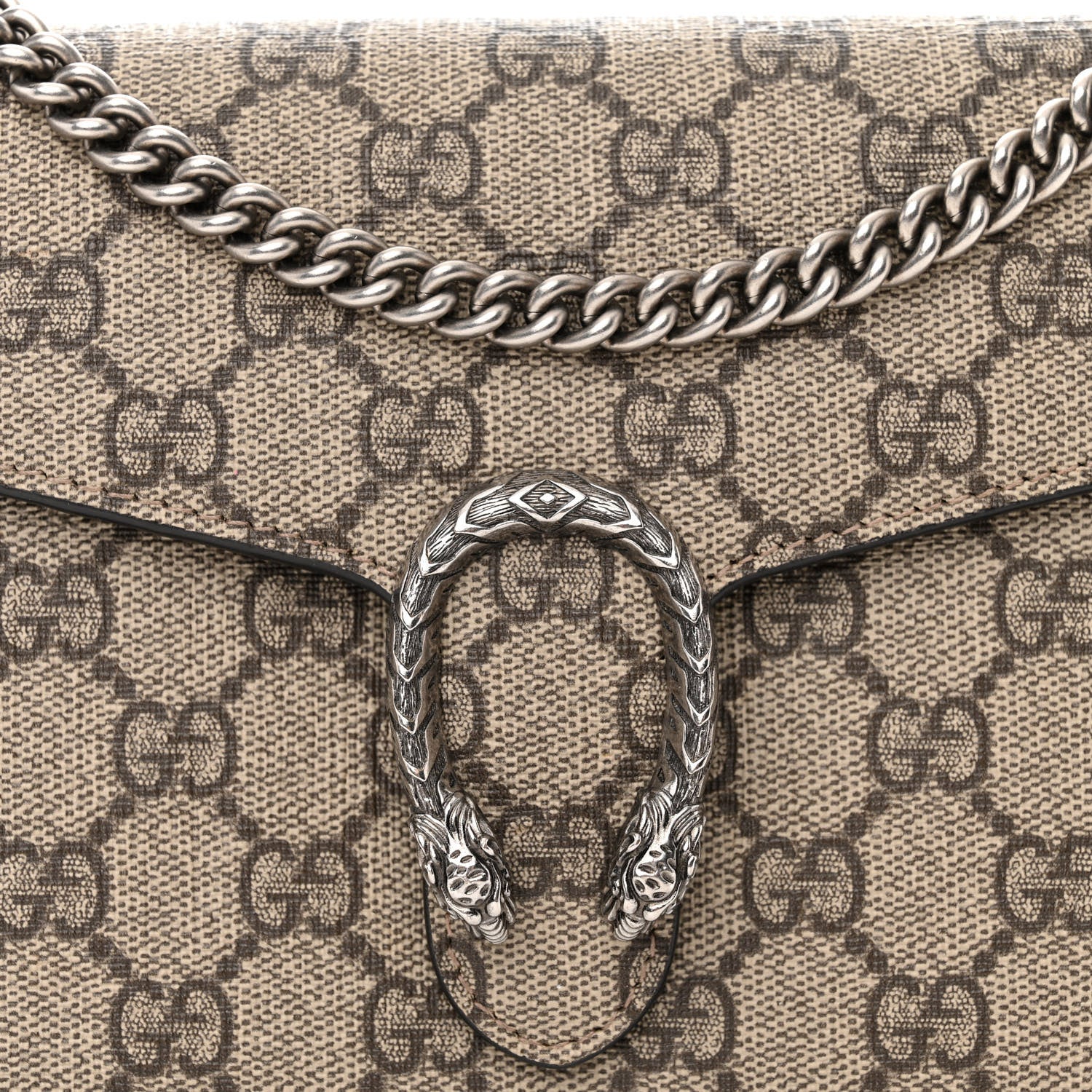 Gucci GG Supreme Monogram Mini Dionysus Chain Wallet Beige Taupe 10 of 11