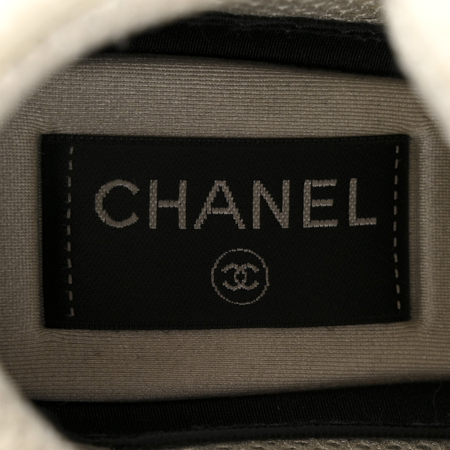Nylon Suede Calfskin CC Sneakers 37 White Dark Grey