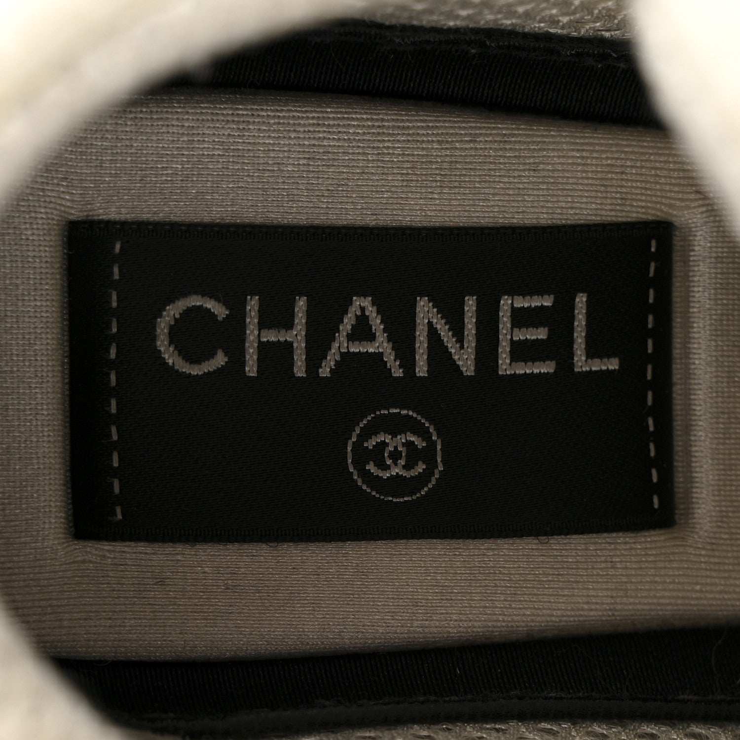Chanel Nylon Suede Calfskin CC Sneakers 37 White Dark Grey 7 of 13