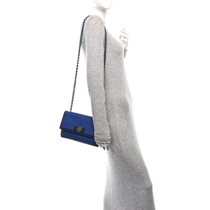 Salvatore Ferragamo Perforated Calfskin Patent Ginny Bow Crossbody Bag Blue 2 of 10