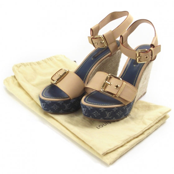 Denim Wedge Heels 38 Blue