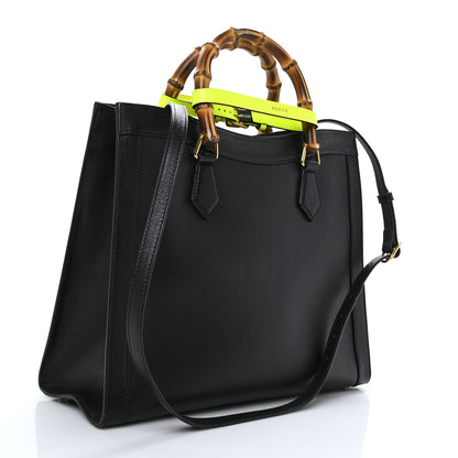 Gucci Calfskin Medium Diana Tote Bag Black Yellow Fluo 3 of 12