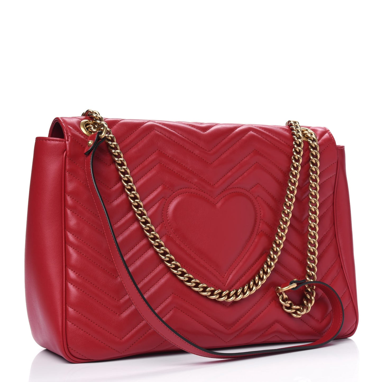 Calfskin Matelasse Large GG Marmont Shoulder Bag Hibiscus Red
