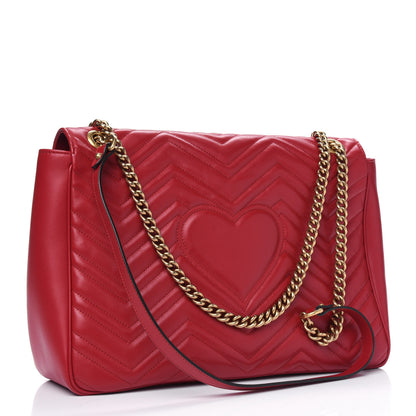 Gucci Calfskin Matelasse Large GG Marmont Shoulder Bag Hibiscus Red 2 of 4