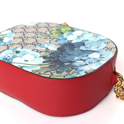Gucci GG Supreme Monogram Blooms Mini Chain Shoulder Bag Beige Blue Navy Hibiscus Red 9 of 10