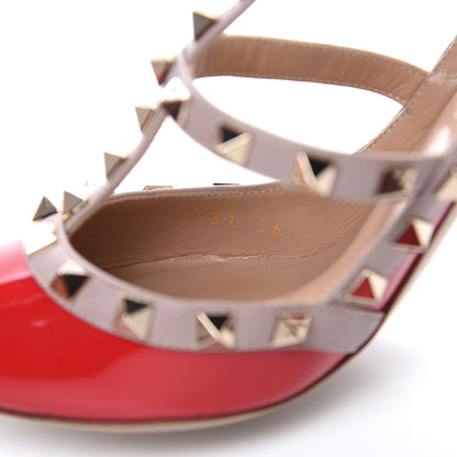 Valentino Garavani Patent Nappa Rockstud Ankle Strap 100mm Pumps 36.5 Rosso Valentino Poudre 8 of 8
