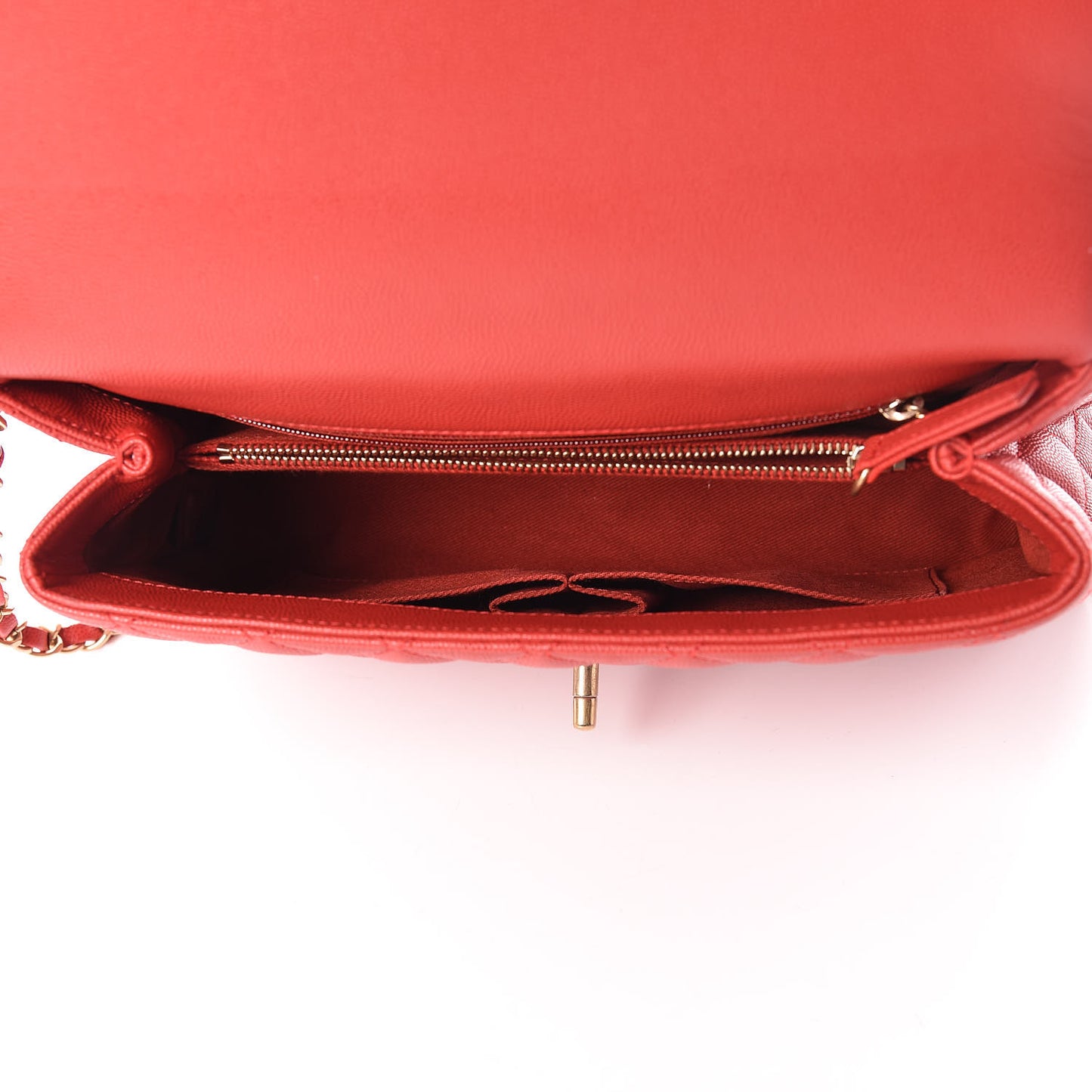 Caviar Quilted Small Coco Handle Flap Red