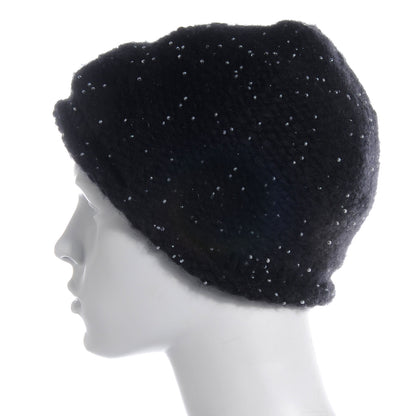 Chanel Cashmere Beaded Beanie Hat Black 2 of 6