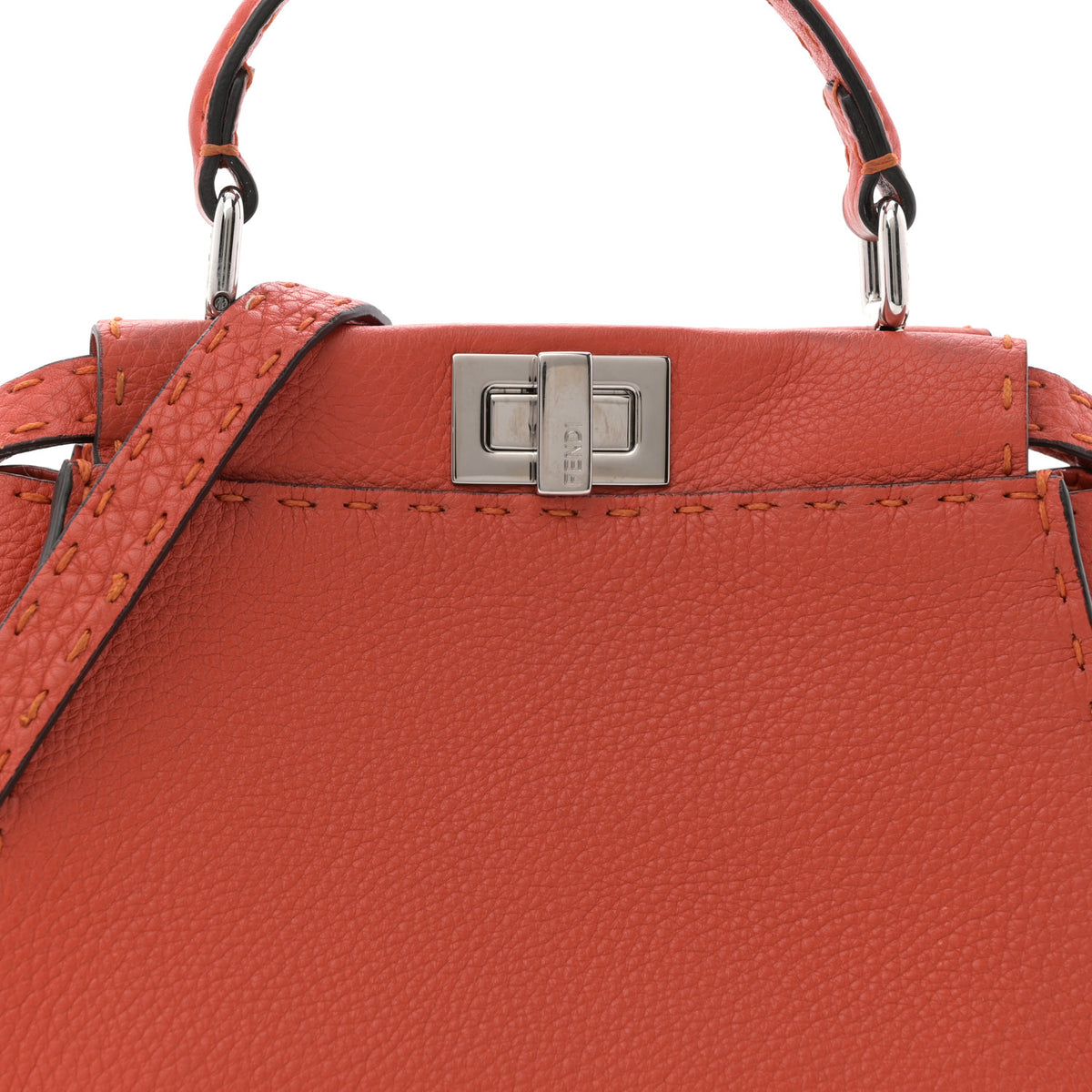 Cuoio Romano Selleria Mini Peekaboo Iconic Satchel Dark Orange