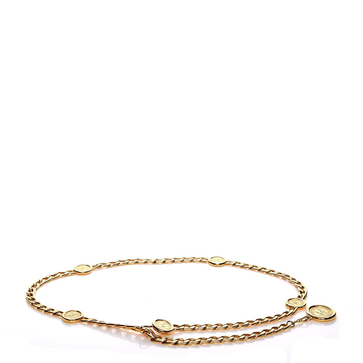 Metal Chain CC Medallion Belt Gold