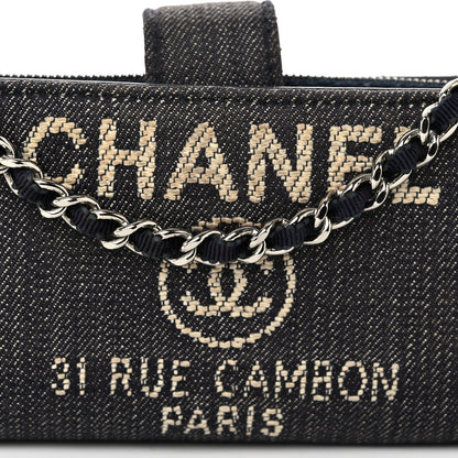 Chanel Canvas Deauville Phone Holder Crossbody Dark Blue 9 of 14