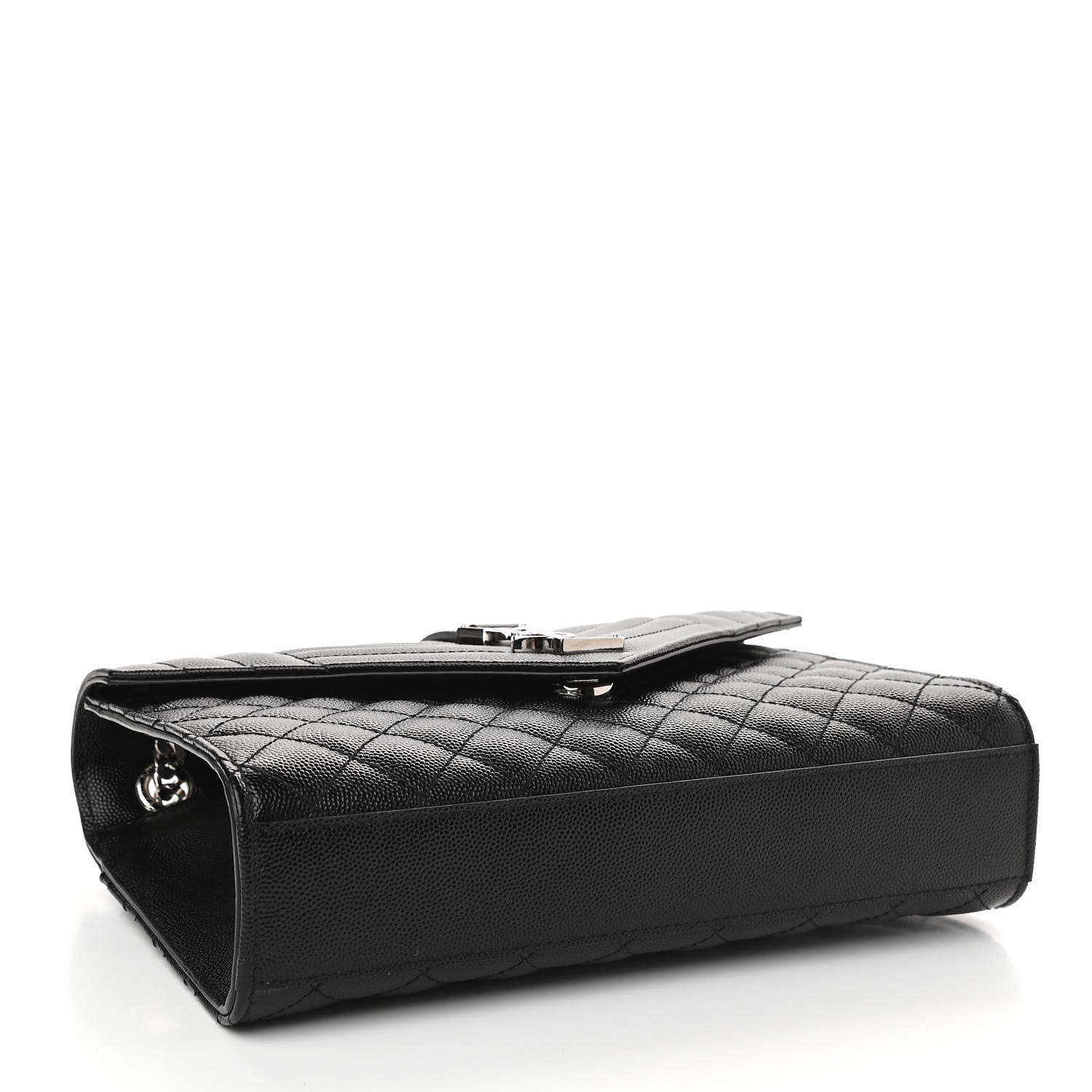Saint Laurent Grain De Poudre Textured Mixed Matelasse Triquilt Medium Monogram Satchel Black 4 of 11