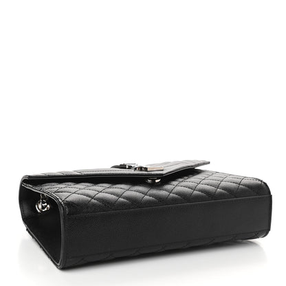 Saint Laurent Grain De Poudre Textured Mixed Matelasse Triquilt Medium Monogram Satchel Black 4 of 11