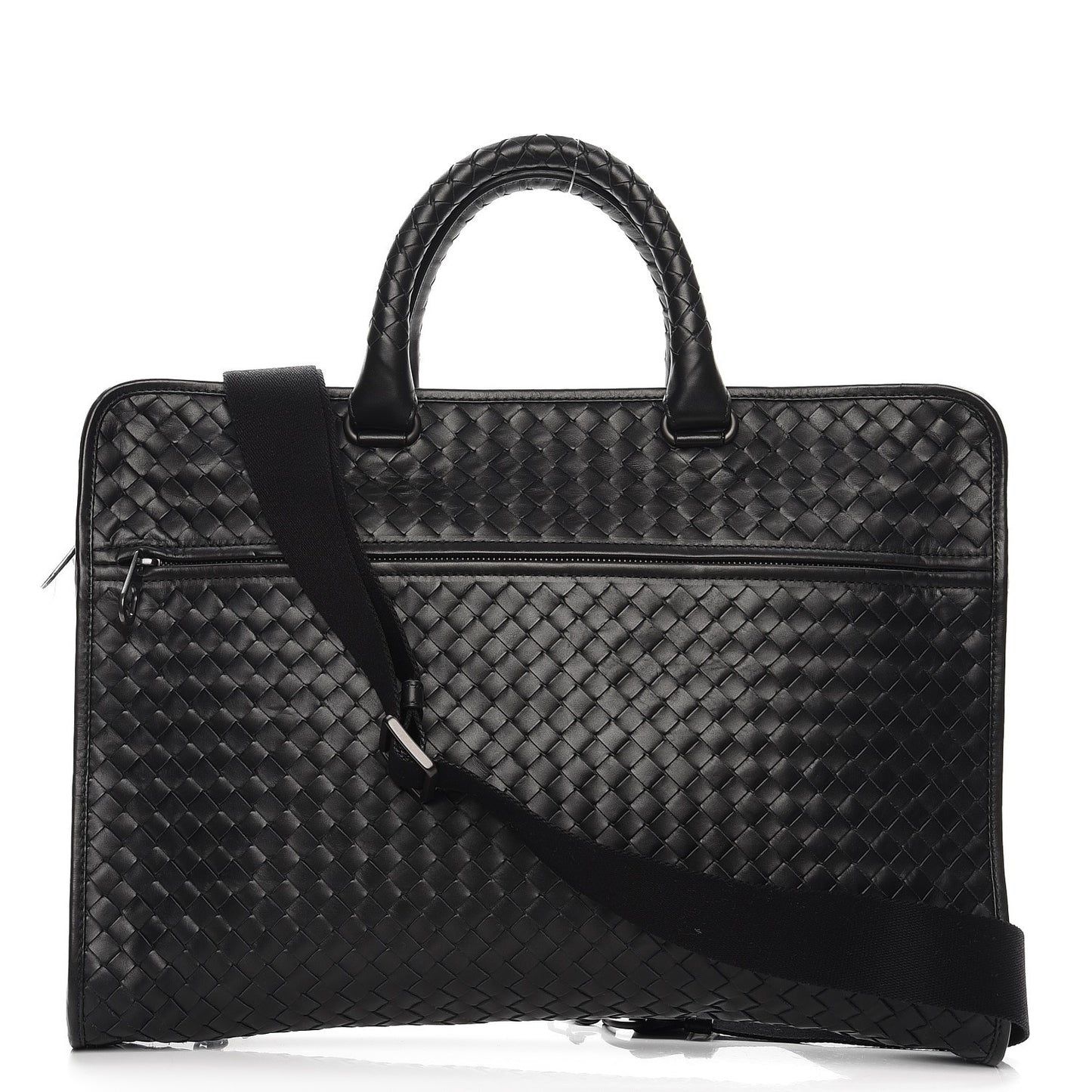 Calfskin Intrecciato Briefcase Nero Black