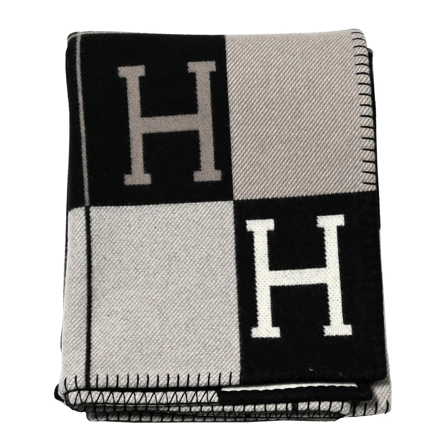 Wool Cashmere Avalon III Blanket Ecru Black
