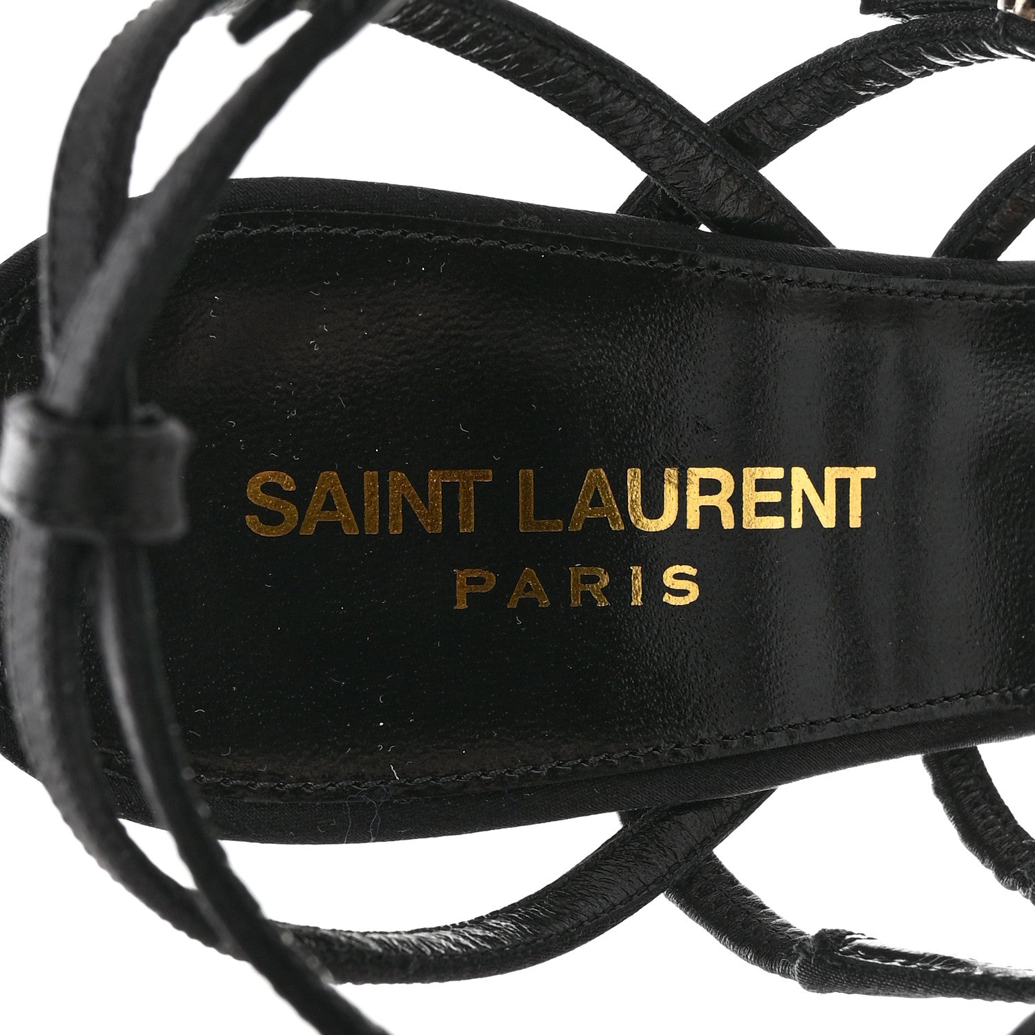 Saint Laurent Crepe Satin Crystal Jerry 110 Sandals 39 Black 7 of 9