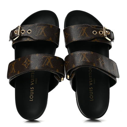 Louis Vuitton Monogram Bom Dia Mule Sandals 35.5 Black 2 of 11