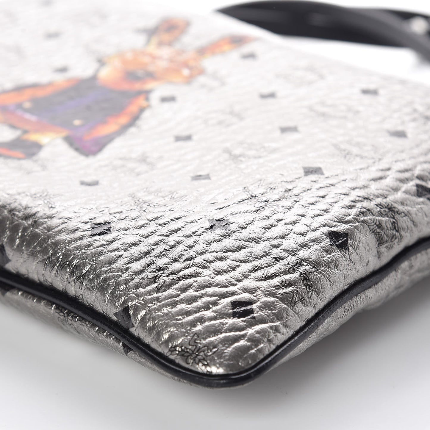 Metallic Visetos Medium Punk Rabbit Crossbody Pouch Silver