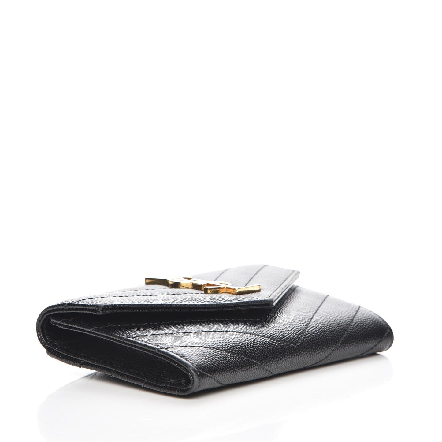 Grain De Poudre Matelasse Chevron Small Monogram Envelope Wallet Black