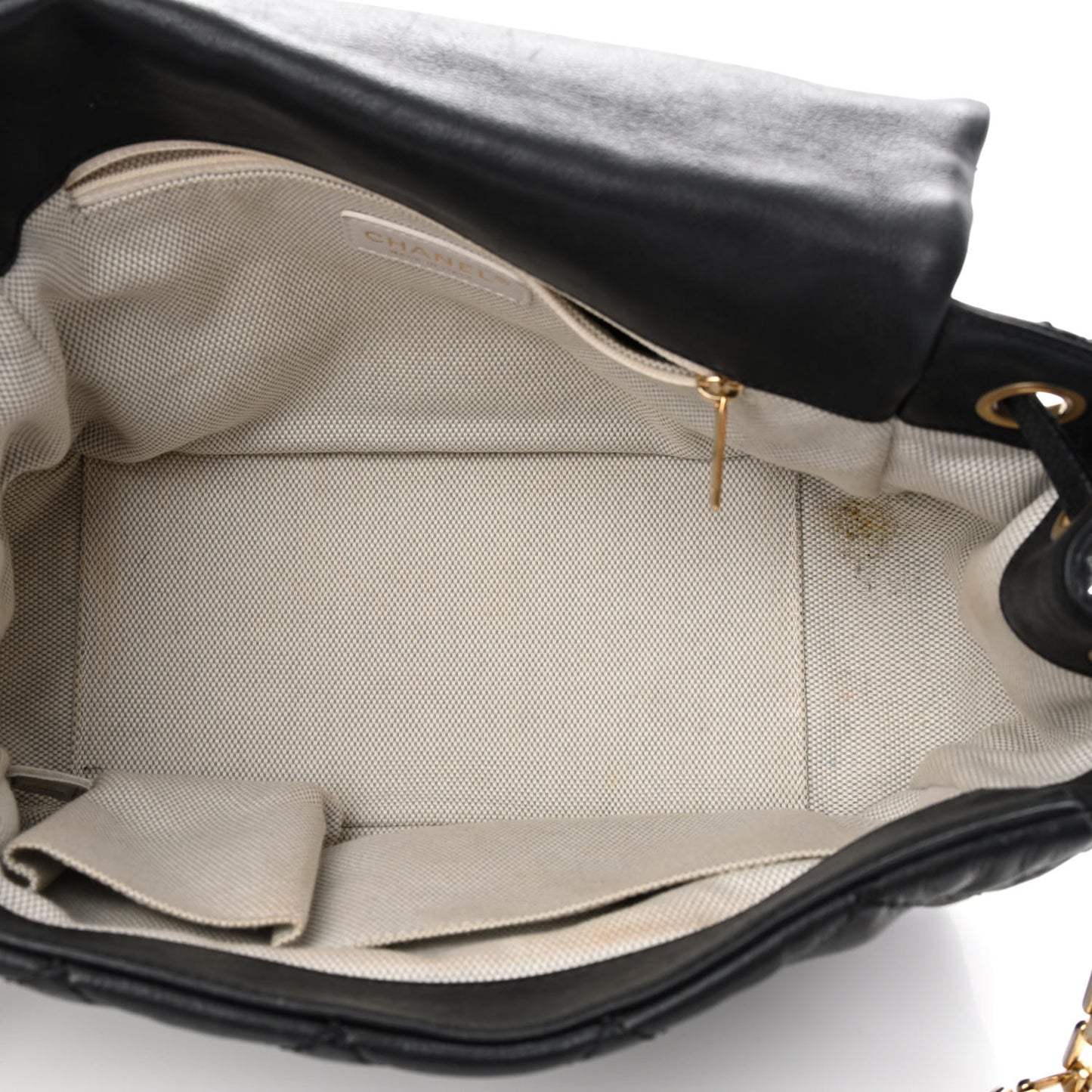 Calfskin Quilted Retro Chain Flap Black