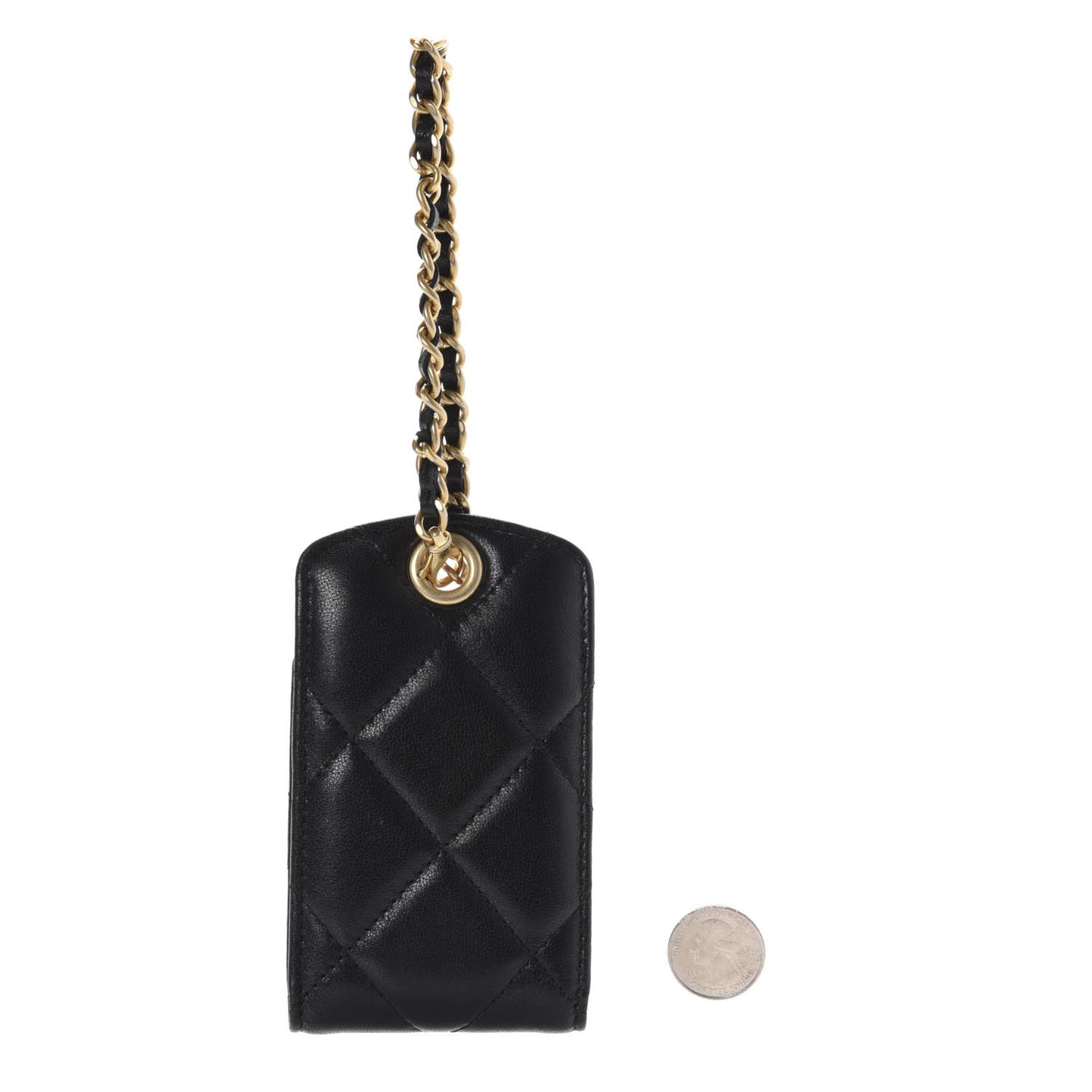 Lambskin Quilted 19 Luggage Tag Black