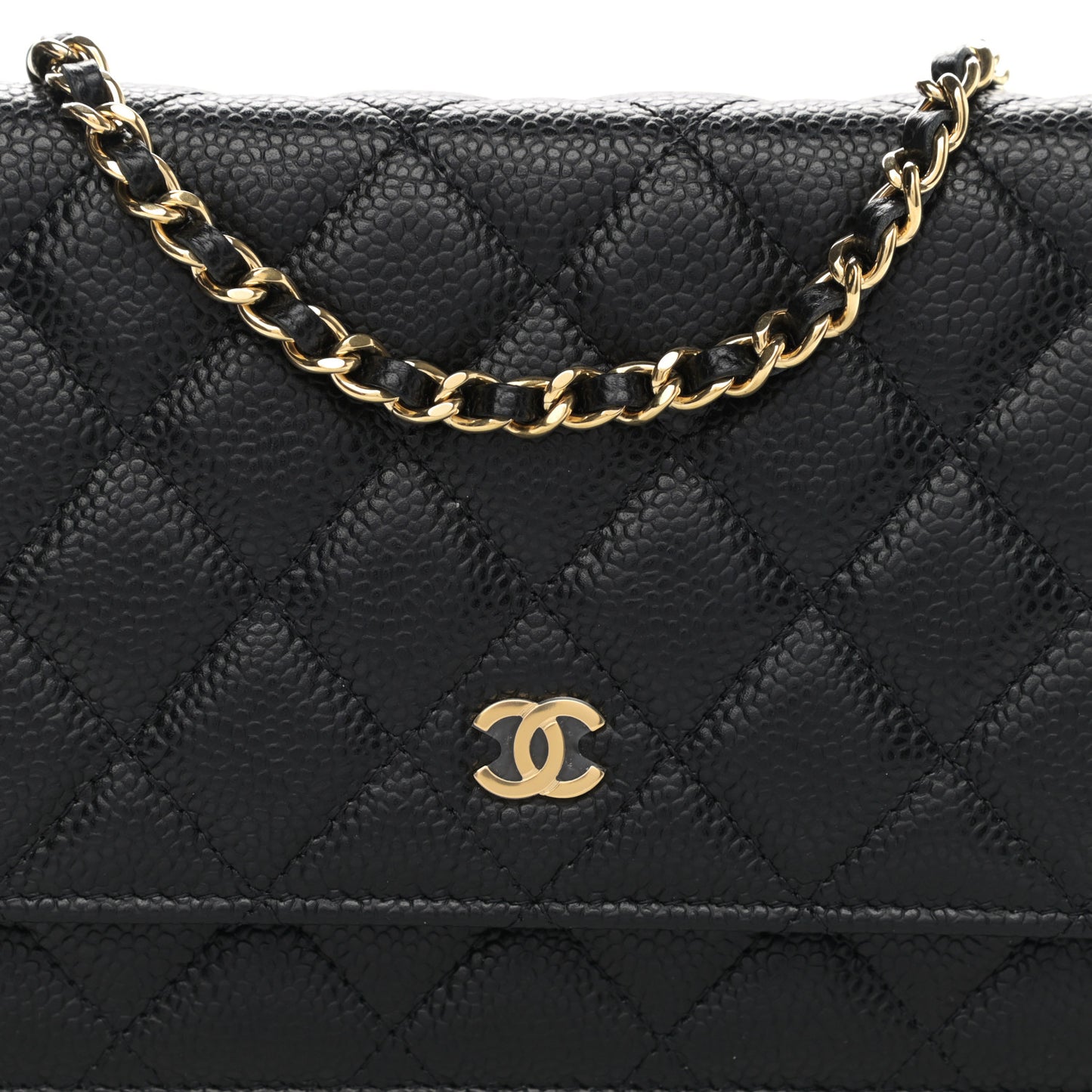 Caviar Quilted Wallet On Chain WOC Black