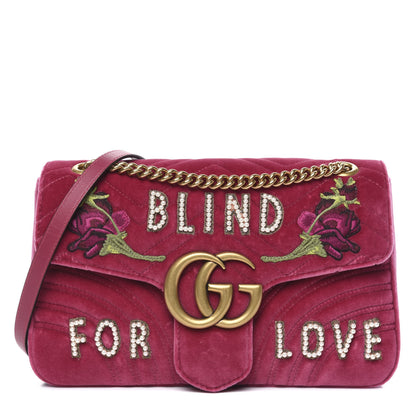 Gucci Velvet Matelasse Blind for Love Embroidered Medium GG Marmont Shoulder Bag Light Raspberry Rose Multicolor 1 of 12