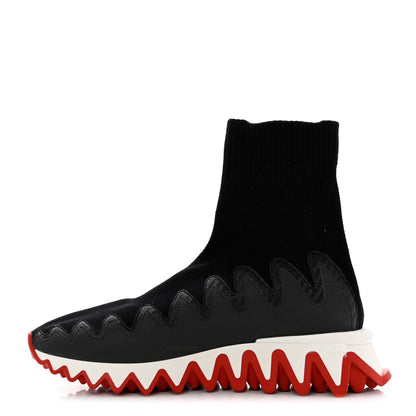 Christian Louboutin Knit Mesh Sharky Sock Sneakers 38.5 Black 1 of 8